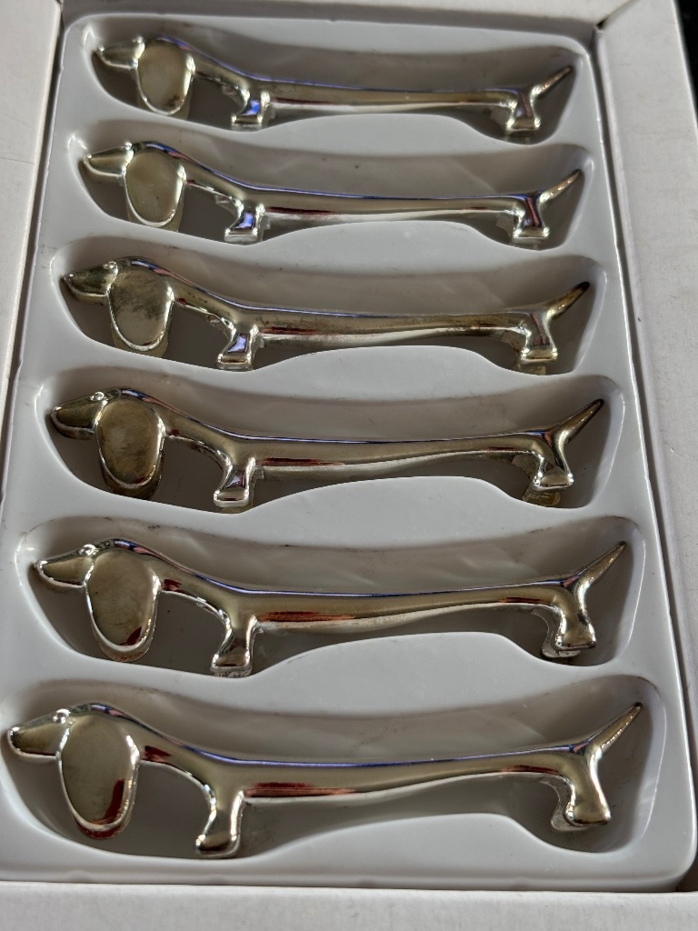 Ventage Dachshund Silver Tone Knife Rests or Chopstick Rests